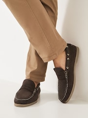 Crew Clothing Brown Slip-On Nubuck Leather Deck Shoes - Image 1 of 4