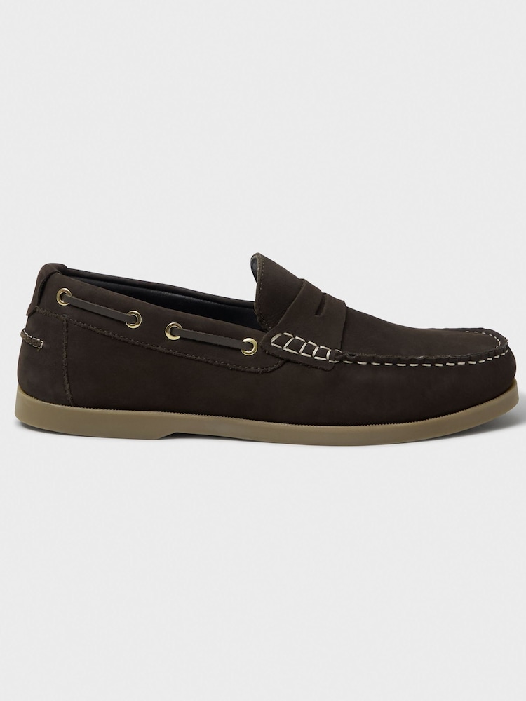 Crew Clothing Brown Slip-On Nubuck Leather Deck Shoes - Image 2 of 4