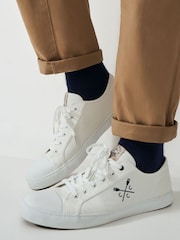 Crew Clothing White Canvas 100% Cotton Trainers - Image 1 of 4
