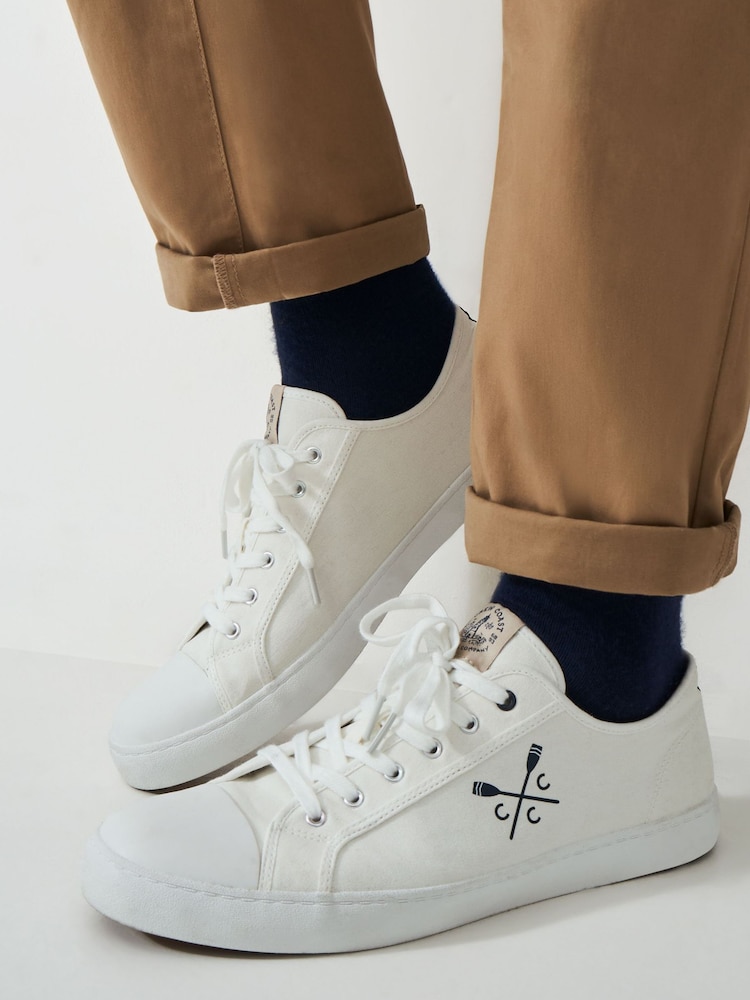 Crew Clothing White Canvas 100% Cotton Trainers - Image 1 of 4