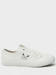Crew Clothing White Canvas 100% Cotton Trainers - Image 2 of 4