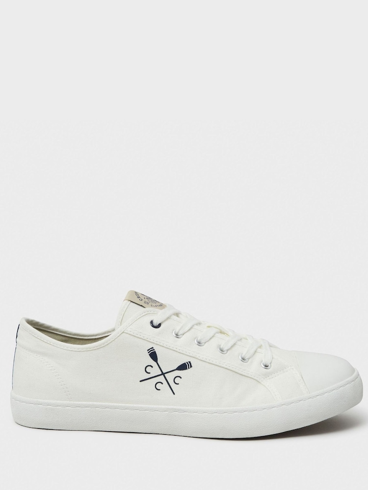 Crew Clothing White Canvas 100% Cotton Trainers - Image 2 of 4
