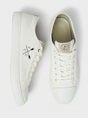 Crew Clothing White Canvas 100% Cotton Trainers - Image 3 of 4