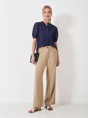 Crew Clothing Blue Gabriella Broderie Blouse - Image 3 of 5