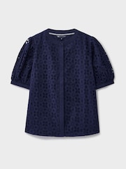 Crew Clothing Blue Gabriella Broderie Blouse - Image 5 of 5
