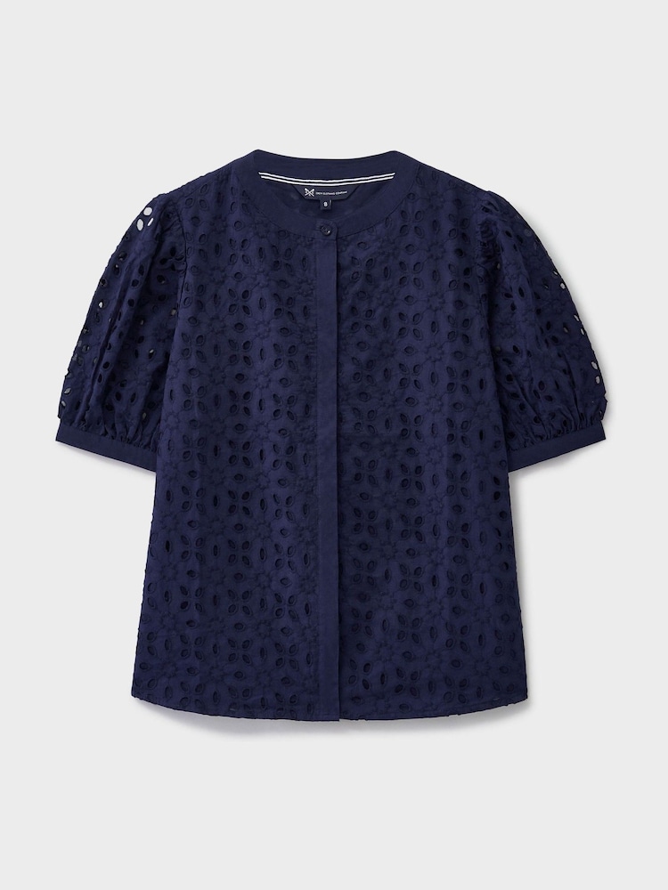 Crew Clothing Blue Gabriella Broderie Blouse - Image 5 of 5