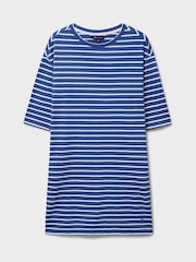 Crew Clothing Blue Thea Jersey 3/4 Sleeve Stripe 100% Cotton Dress - Image 5 of 5