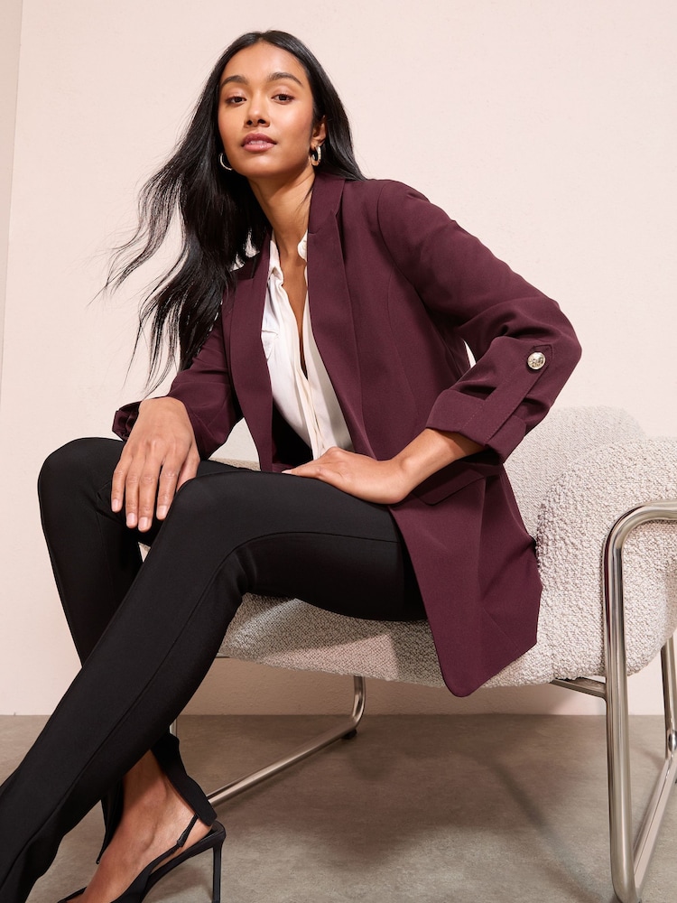 Bordo rdeča - Friends Like These Edge to Edge v lepo prilegajočem se kroju; lepo ukrojen Sleeve Detail blazer - Slika 1 iz 4