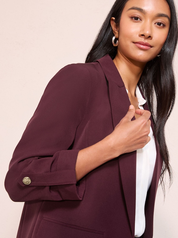 Bordo rdeča - Friends Like These Edge to Edge v lepo prilegajočem se kroju; lepo ukrojen Sleeve Detail blazer - Slika 2 iz 4