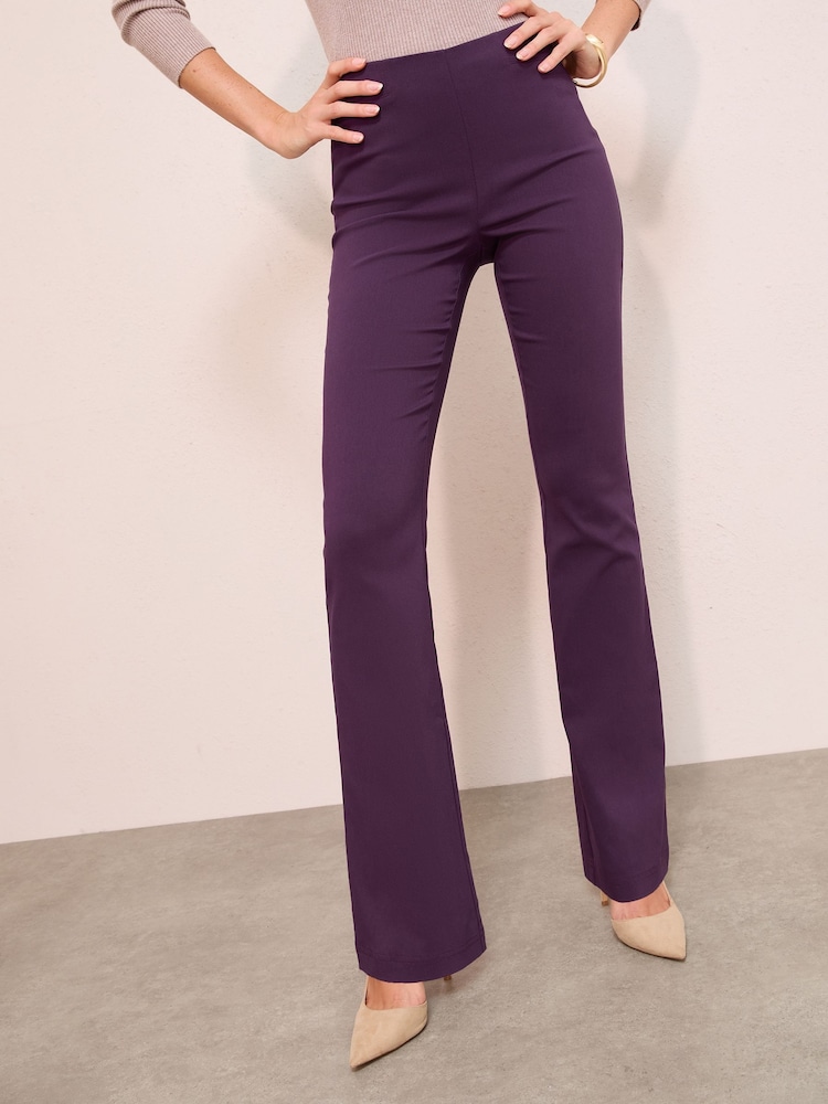 Friends Like These Berry Red Sculpting Stretch Flared Trousers - Image 1 of 4 Friends Like These Berry Red Sculpting Stretch Flared Trousers - Image 1 of 4