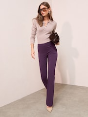 Friends Like These Berry Red Sculpting Stretch Flared Trousers - Image 3 of 4