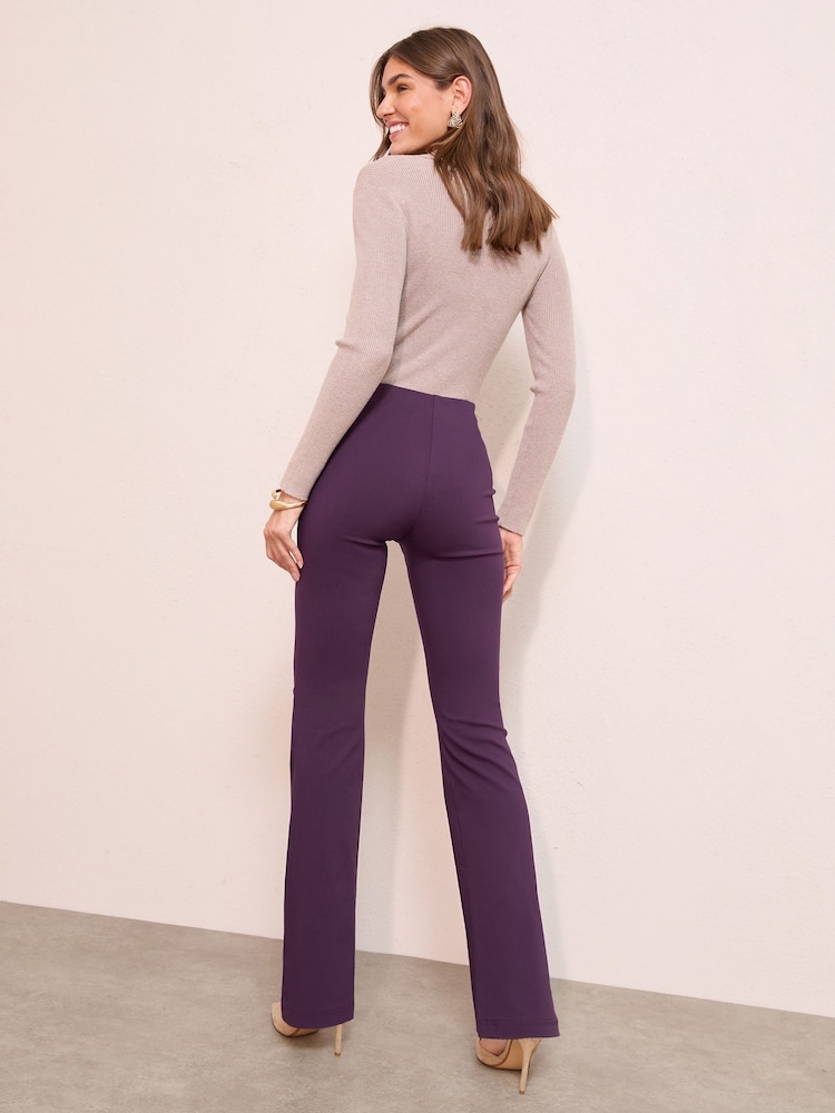 Friends Like These Berry Red Sculpting Stretch Flared Trousers - Image 4 of 4 Friends Like These Berry Red Sculpting Stretch Flared Trousers - Image 4 of 4