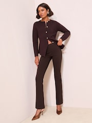 Friends Like These Brown Sculpting Stretch Flared Trousers - Image 2 of 5