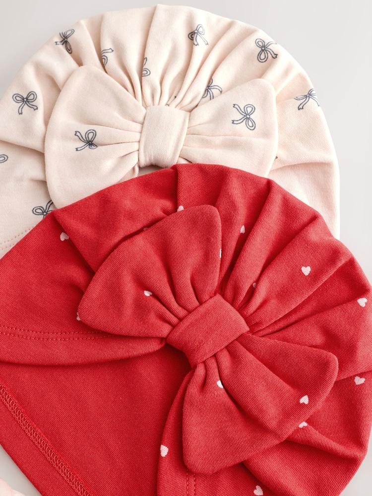 Red/Cream Baby Beanies And Dibble Bibs Set 4 Piece (0-18mths) - Image 2 of 4