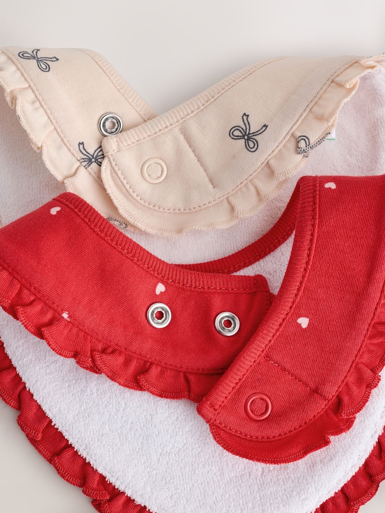 Red/Cream Baby Beanies And Dibble Bibs Set 4 Piece (0-18mths) - Image 4 of 4