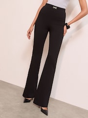 Friends Like These Black Trim Sculpting Stretch Flared Trousers - Image 1 of 4