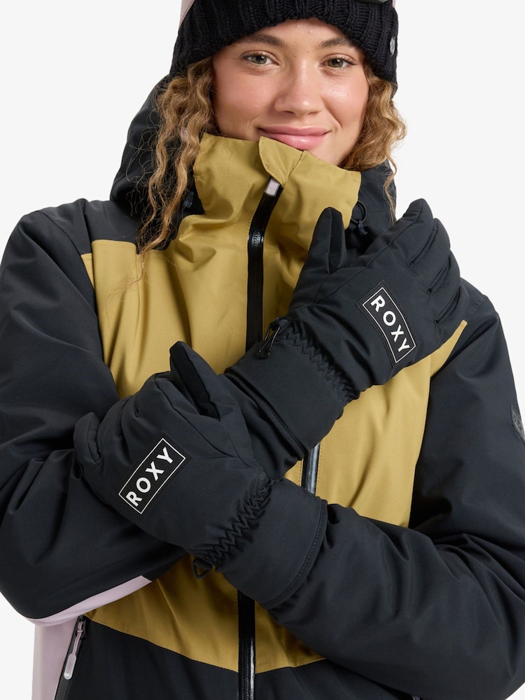 Roxy Black Freshfield Logo Ski Gloves - Image 1 of 5 Roxy Black Freshfield Logo Ski Gloves - Image 1 of 5