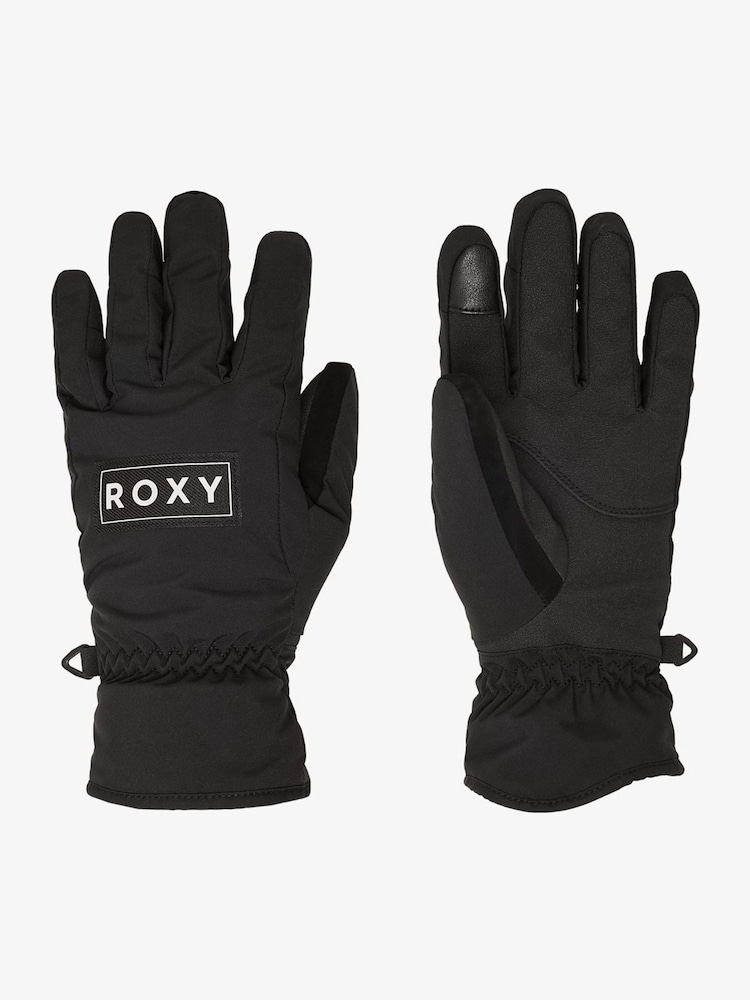 Roxy Black Freshfield Logo Ski Gloves - Image 2 of 5 Roxy Black Freshfield Logo Ski Gloves - Image 2 of 5