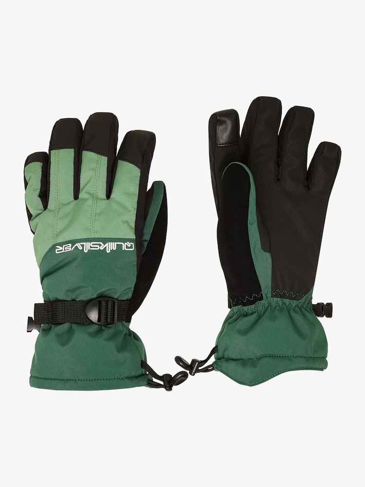 Quiksilver Green Mission Logo Ski Gloves - Image 1 of 4 Quiksilver Green Mission Logo Ski Gloves - Image 1 of 4