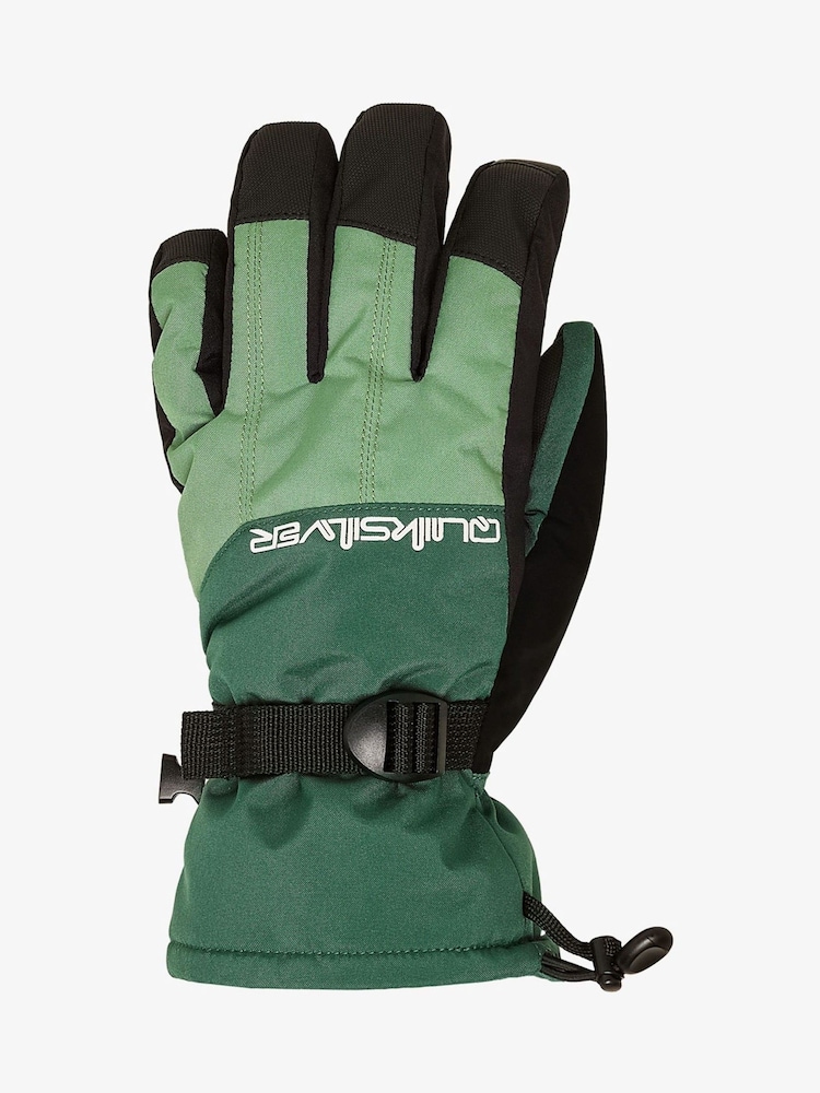 Quiksilver Green Mission Logo Ski Gloves - Image 2 of 4 Quiksilver Green Mission Logo Ski Gloves - Image 2 of 4