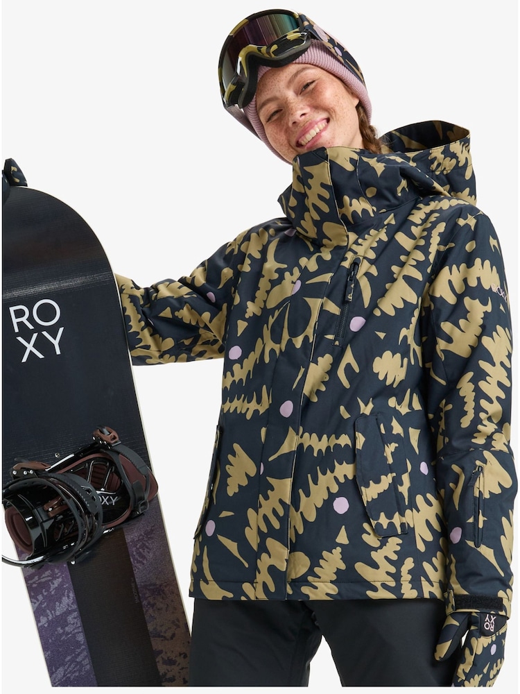 Roxy Black Floral Print Jetty Ski Jacket - Image 1 of 6 Roxy Black Floral Print Jetty Ski Jacket - Image 1 of 6