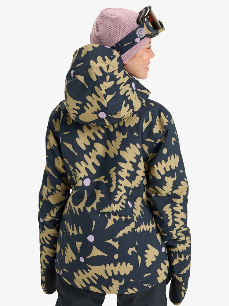 Roxy Black Floral Print Jetty Ski Jacket - Image 2 of 6 Roxy Black Floral Print Jetty Ski Jacket - Image 2 of 6