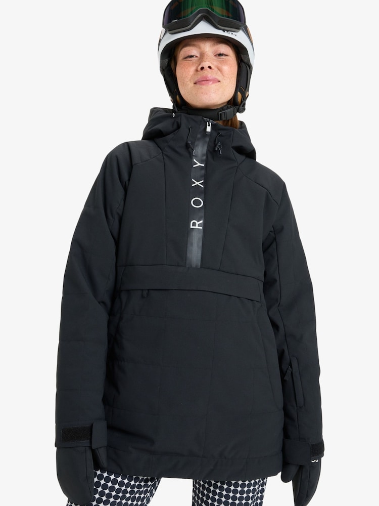Roxy Black Radiant Lines Overhead Logo Ski Jacket - Image 1 of 6 Roxy Black Radiant Lines Overhead Logo Ski Jacket - Image 1 of 6