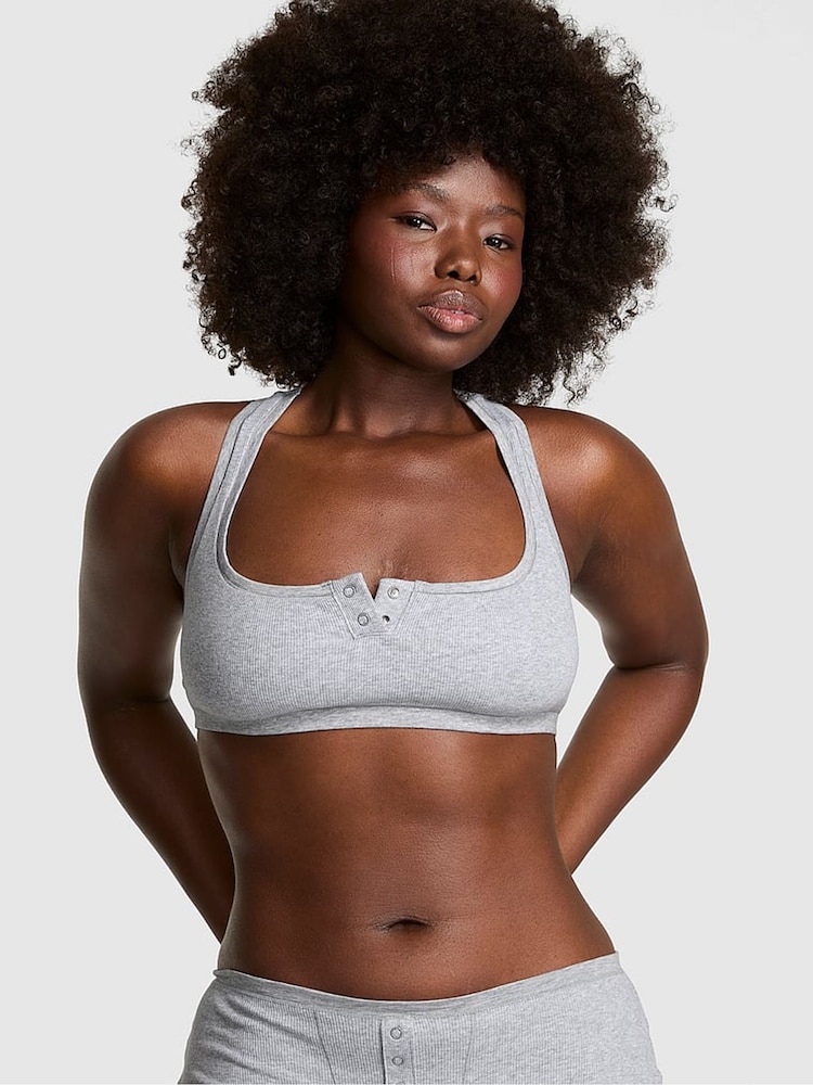 Victoria's Secret PINK Medium Heather Grey Cotton Dorm Bralette - Image 1 of 3