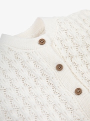 Blanco - The Little Tailor Baby Scallop Design Pointelle Button Through 100% Cotton Romper - Imagen 6 de 7