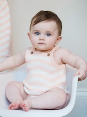 The Little Tailor Baby Chevron Design Knitted  100% Cotton Romper - Image 1 of 5