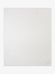 The Little Tailor Baby Scallop Design Pointelle 100% Cotton White Blanket - Image 3 of 4