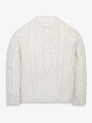 The Little Tailor Baby Cream Fisherman Cable Knit 100% Cotton Cardigan - Image 4 of 6