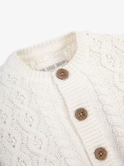 The Little Tailor Baby Cream Fisherman Cable Knit 100% Cotton Cardigan - Image 5 of 6