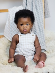 Fawn Gingham - The Little Tailor Baby Woven Shorty 100% Cotton Romper - Imagen 1 de 6