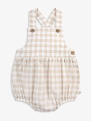 Fawn Gingham - The Little Tailor Baby Woven Shorty 100% Cotton Romper - Imagen 3 de 6