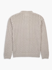 The Little Tailor Kids Cream 100% Cotton Scallop Design Pointelle Cardigan - Image 2 of 4
