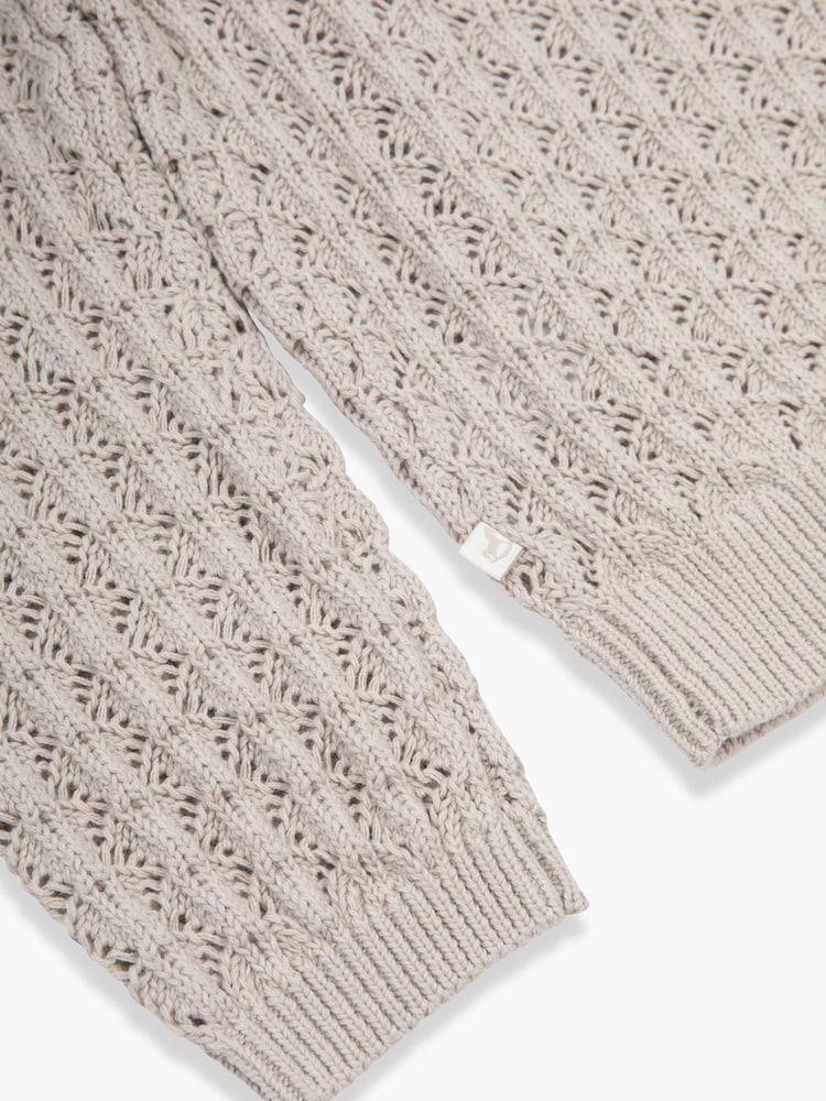 The Little Tailor Kids Cream 100% Cotton Scallop Design Pointelle Cardigan - Image 4 of 4