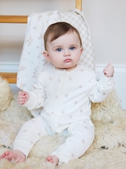 The Little Tailor Baby Cream Front Zip Soft 100% Cotton Sleepsuit - Image 1 of 7