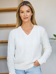 The Little Tailor Fisherman Cable Knit 100% Cotton Jumper - Image 1 of 6