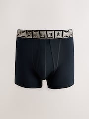 Black Metallic Pattern Waistbands 5 Pack A-Front Cotton Rich Boxers - Image 2 of 9