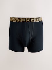 Black Metallic Pattern Waistbands 5 Pack A-Front Cotton Rich Boxers - Image 3 of 9