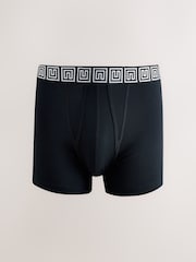 Black Metallic Pattern Waistbands 5 Pack A-Front Cotton Rich Boxers - Image 4 of 9