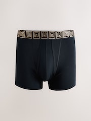 Black Metallic Pattern Waistbands 5 Pack A-Front Cotton Rich Boxers - Image 5 of 9