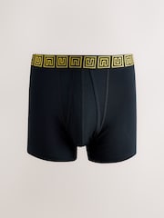 Black Metallic Pattern Waistbands 5 Pack A-Front Cotton Rich Boxers - Image 6 of 9