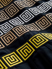 Black Metallic Pattern Waistbands 5 Pack A-Front Cotton Rich Boxers - Image 8 of 9