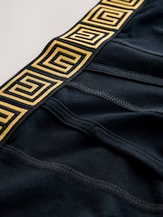 Black Metallic Pattern Waistbands 5 Pack A-Front Cotton Rich Boxers - Image 9 of 9