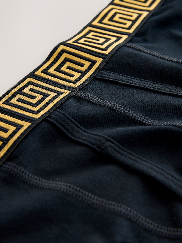 Black Metallic Pattern Waistbands 5 Pack A-Front Cotton Rich Boxers - Image 9 of 9