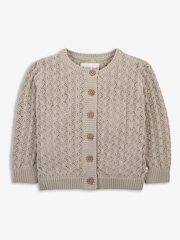 Natural - The Little Tailor Baby 100% Cotton Scallop Design Pointelle Cardigan - Imagen 3 de 6