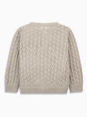 Natural - The Little Tailor Baby 100% Cotton Scallop Design Pointelle Cardigan - Imagen 4 de 6