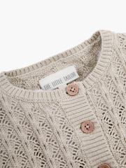 Natural - The Little Tailor Baby 100% Cotton Scallop Design Pointelle Cardigan - Imagen 5 de 6